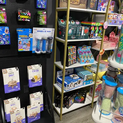 STEM building kits and brain-teaser puzzles on display at Mindspace Toys.